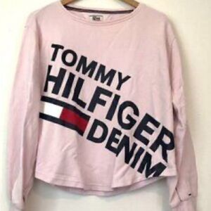 Tommy Hilfiger Woman M Light Pink Long Sleeve Sweatshirt Pullover CrewNeck